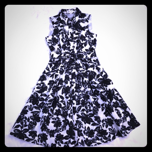 eliza j black and white dress